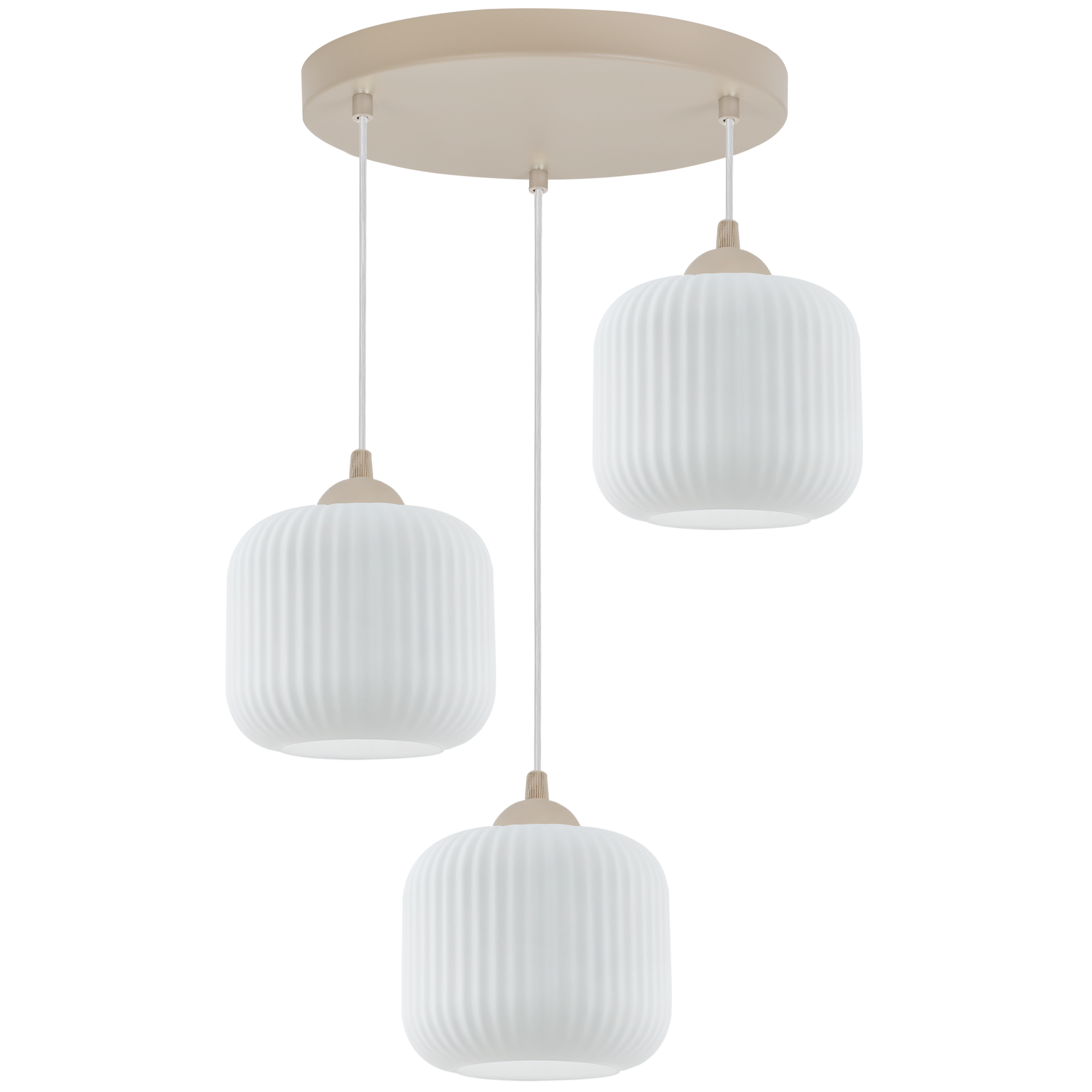 Lampa sufitowa wisząca Light Home LH Riffle okrągła 3xE27 kaszmir klosz biały 15cm walec
