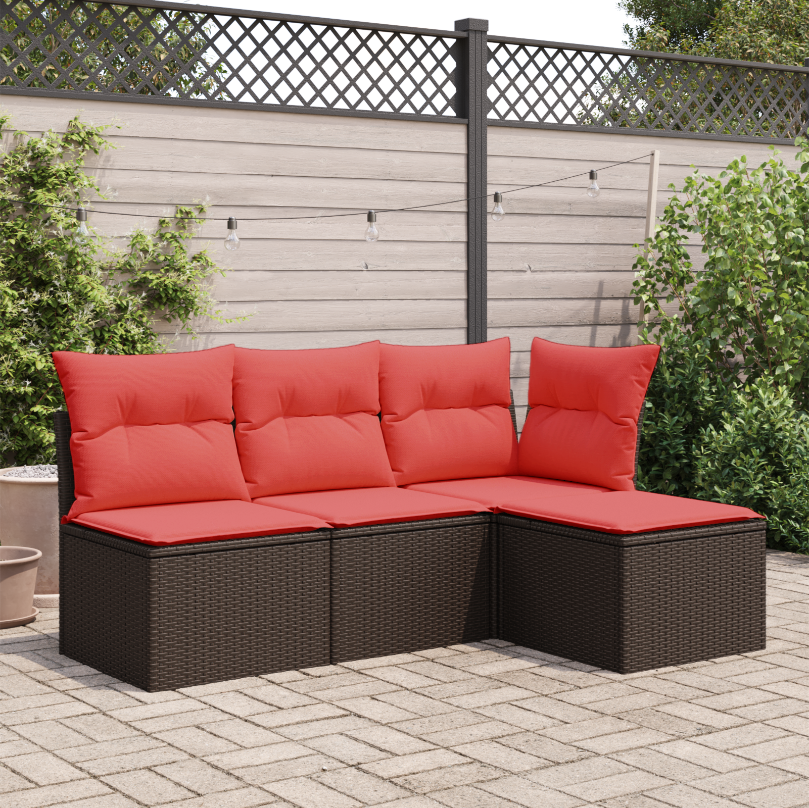 Taboret ogrodowy z poduszką Brązowy 55x55x37 cm Polirattan vidaXL