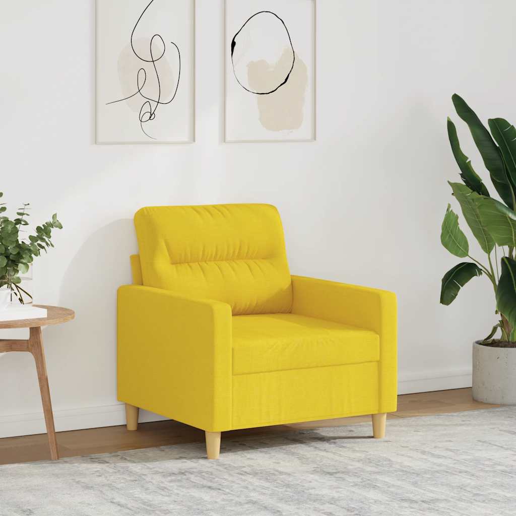 Fotel, jasnożółty, 60 cm, obity tkaniną vidaXL