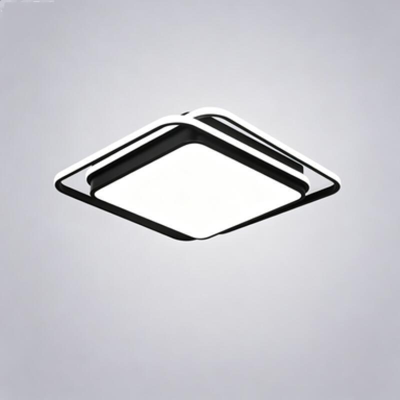 Wpuszczana lampa sufitowa LED, 54 W, trzy temperatury barwowe, regulowana jasność, z pilotem, podwójny pierścień, kwadratowy kształt, kolor czarny, 5