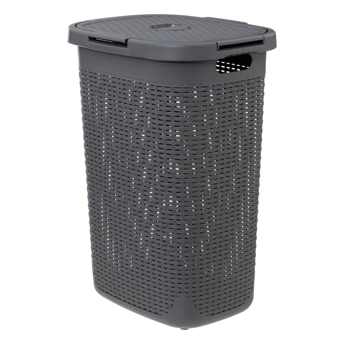 Kosz na pranie 60 l rattan syntetyczny szary