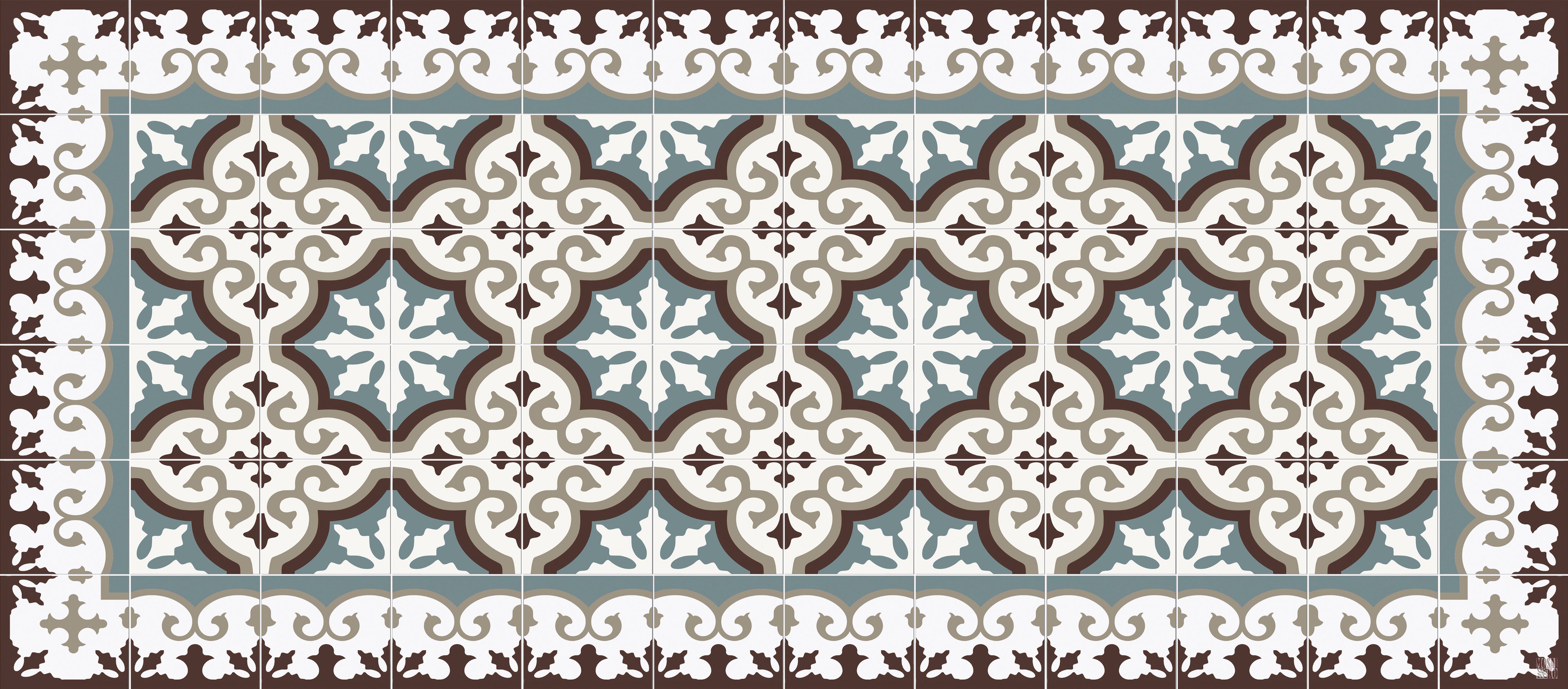Dywan winylowy Flocons aigue-marine 66x150 cm - antypoślizgowy dywan PVC do kuchni lub salonu, zmywalny, wodoodporny, niebieski