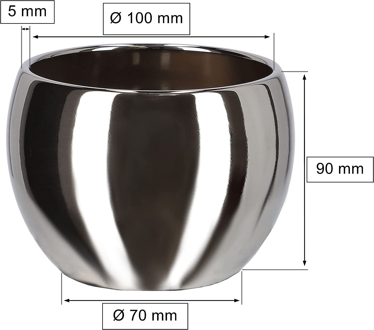 Donica doniczka osłonka 12,5 cm srebrna ceramika szkliwiona kwiaty glamour - KOTARBAU