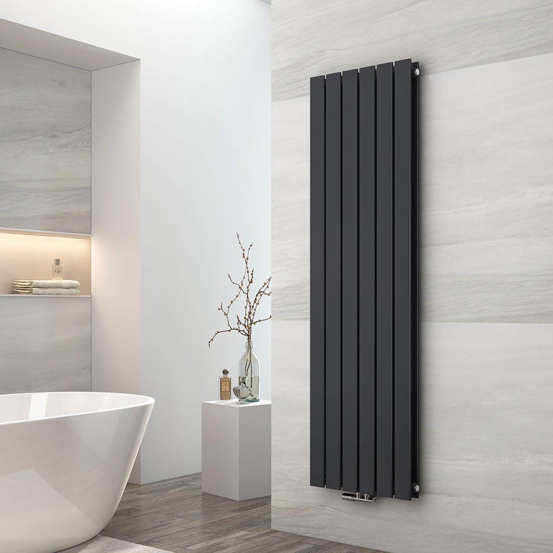 EMKE Grzejnik stalowy 160 x 46 cm 1490 W - Dwupłytowy - Podłączenie środkowe - Antracyt
