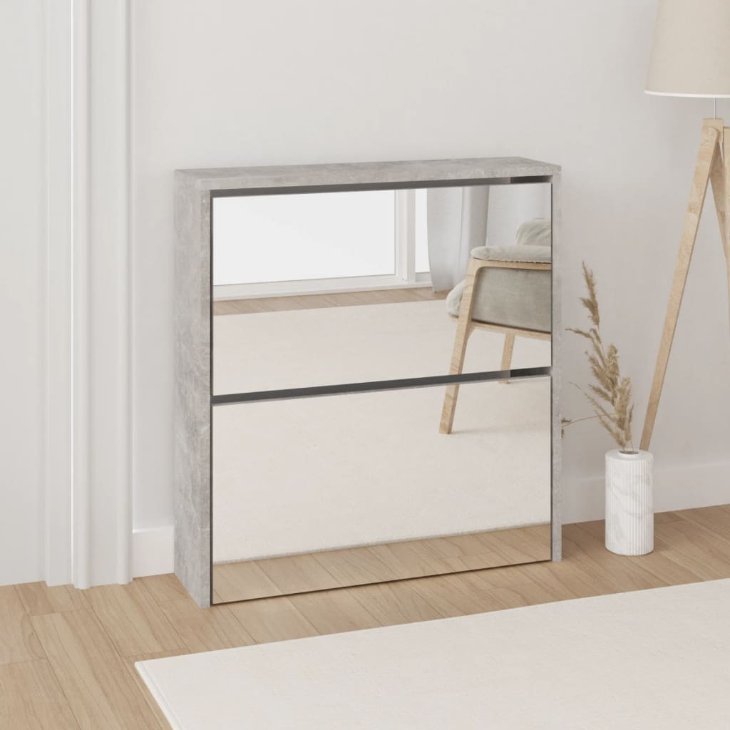 vidaXL Szafka na buty, lustro i 2 szuflady, szary beton, 63x17x67 cm