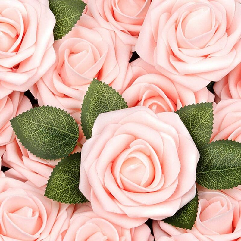 50 szt. sztucznych kwiatów, róż, piankowych, fałszywych róż z łodygą do bukietu ślubnego, na przyjęcie, baby shower, do domu, dekoracja DIY