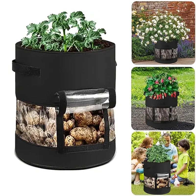Zestaw do uprawy 10 galonów – wielokrotnego użytku worek na ziemniaki, truskawki, warzywa – 35 cm x 45 cm – łatwy w użyciu
