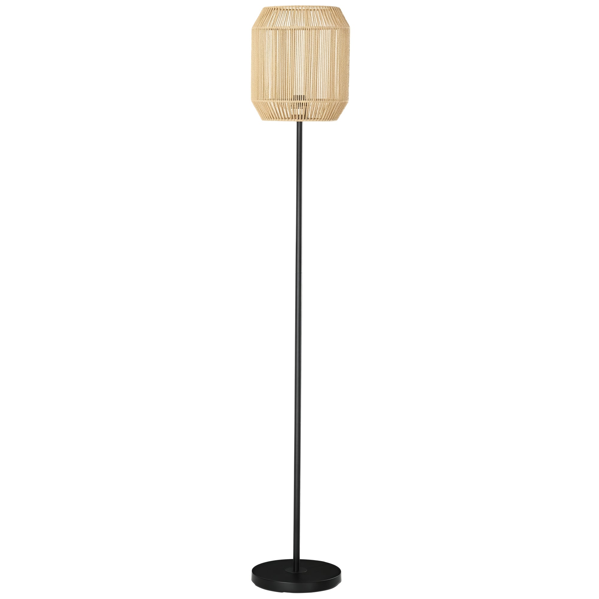 Lampa stojąca do salonu z abażurem z papierowej liny, naturalny design, trzonek E27, maks. 40 W - Ø 26 x 164 wys. cm