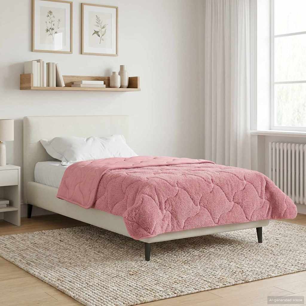 Letni Kołdra Różowy 155 x 200 cm Mikrofibra i Fleece Teddy vidaXL