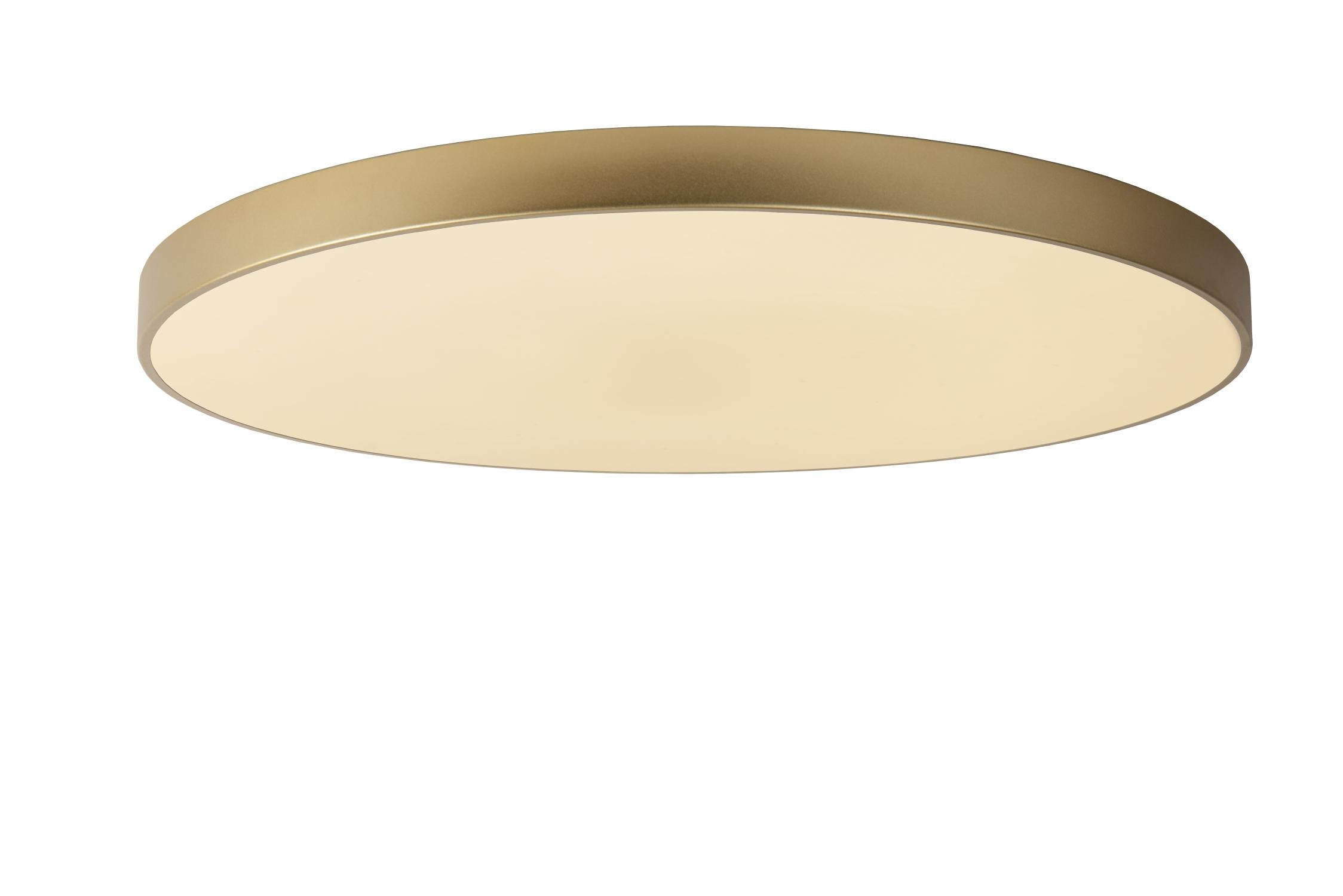 Plafon okrągły UNAR LED 80W Ciepła biel 5600lm złoto-odcienie złota-biały wym:5x80x80cm IP20 Lucide