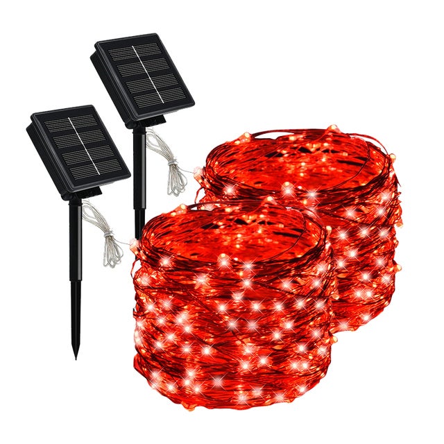 2szt 8-trybowe girlandy solarne 20m 200led zewnętrzne wodoodporne girlandy świąteczne do dekoracji ogrodu-czerwone