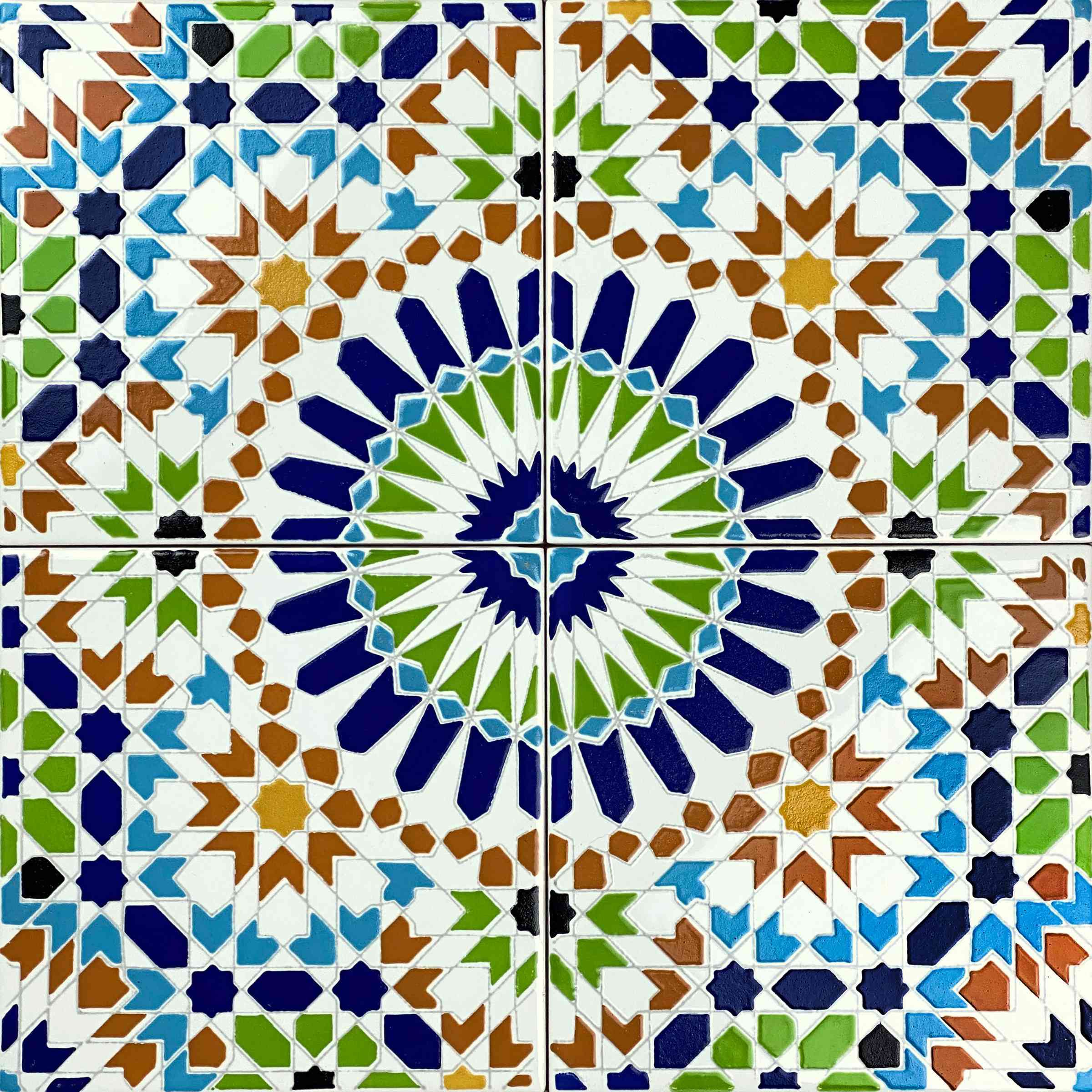 Cerames – marokańskie płytki ceramiczne 20×20 cm "Fara" – opakowanie 12 szt. (0,48 m²) – orientalne motywy
