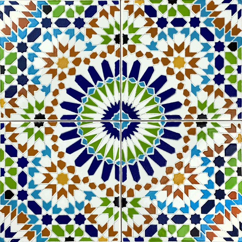 Cerames – marokańskie płytki ceramiczne 20×20 cm "Fara" – opakowanie 12 szt. (0,48 m²) – orientalne motywy
