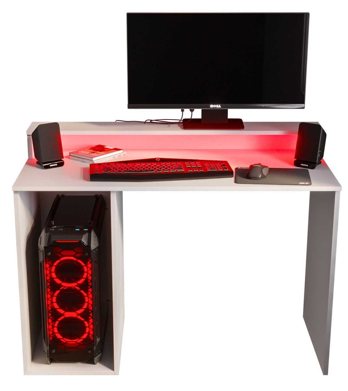 Biurko gamingowe Abiks GAMER 2 biały + LED