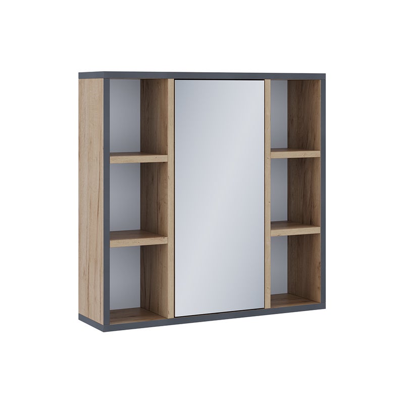Vicco Szafka z lustrem w łazience Stephan, Złoty dąb energetyczny, 60 x 59.2 cm Z półkami i lustrzanymi drzwiami