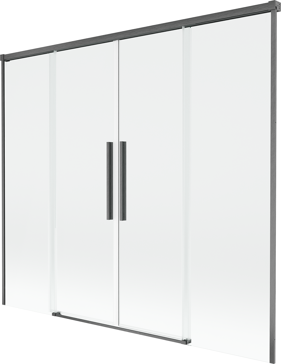 Mexen Rox parawan nawannowy 2-skrzydłowy rozsuwany 180 x 150 cm, transparent, gun gray szczotkowany - 8C9-180-002-66-00