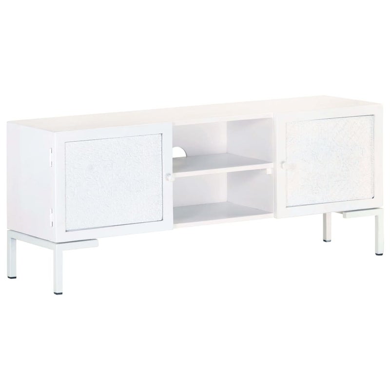 Szafka pod TV, biała, 115x30x46 cm, lite drewno mango