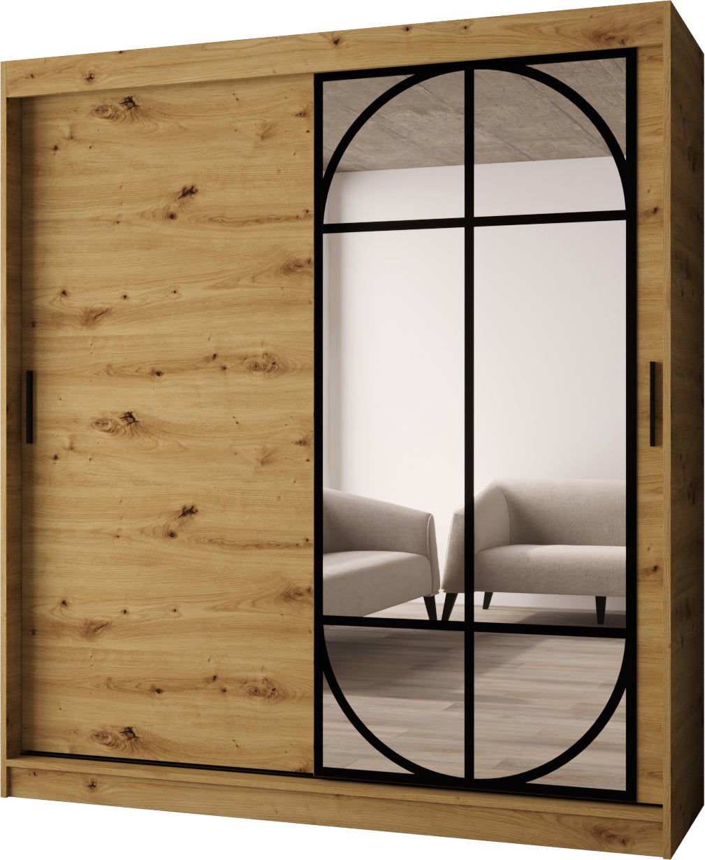 Szafa przesuwna z lustrem LUGO 180 x 62 x 200 artisan + u. czarny