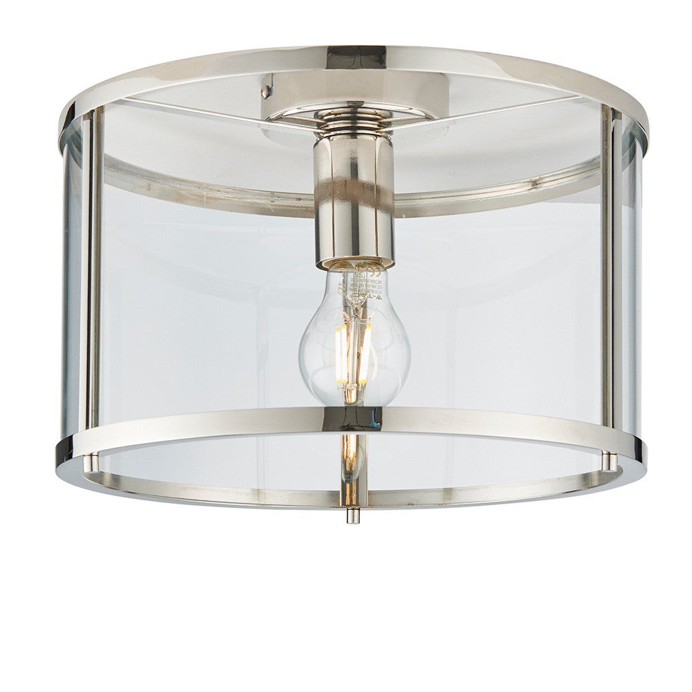 Lampa sufitowa nowoczesna okrągła szklana niklowa 1xE27 10W HOPTON Endon