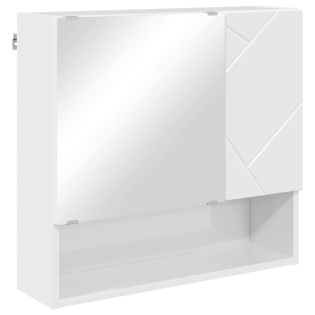 Szafka z lustrem Wysoki połysk biały 59 x 17 x 55 cm