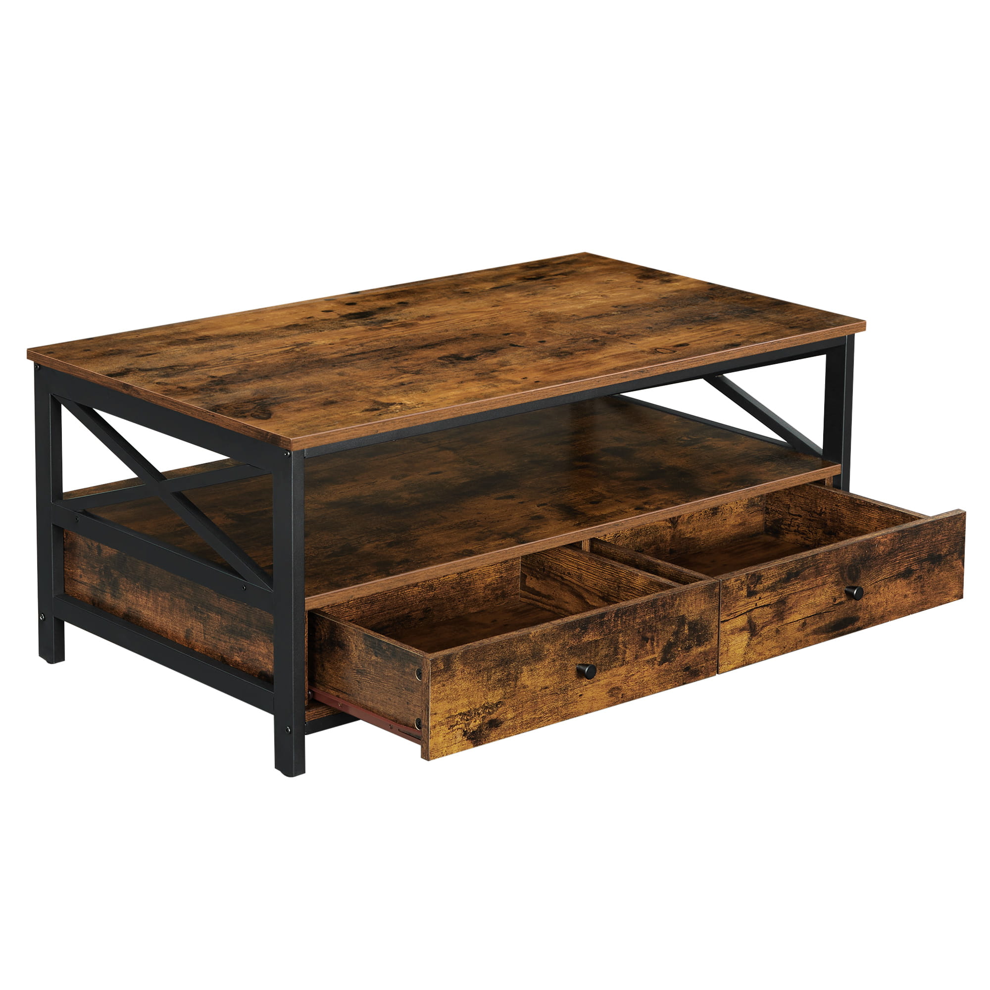 Stolik kawowy ława szafka RTV z szufladami styl loft 100 × 55 × 47 cm wys.