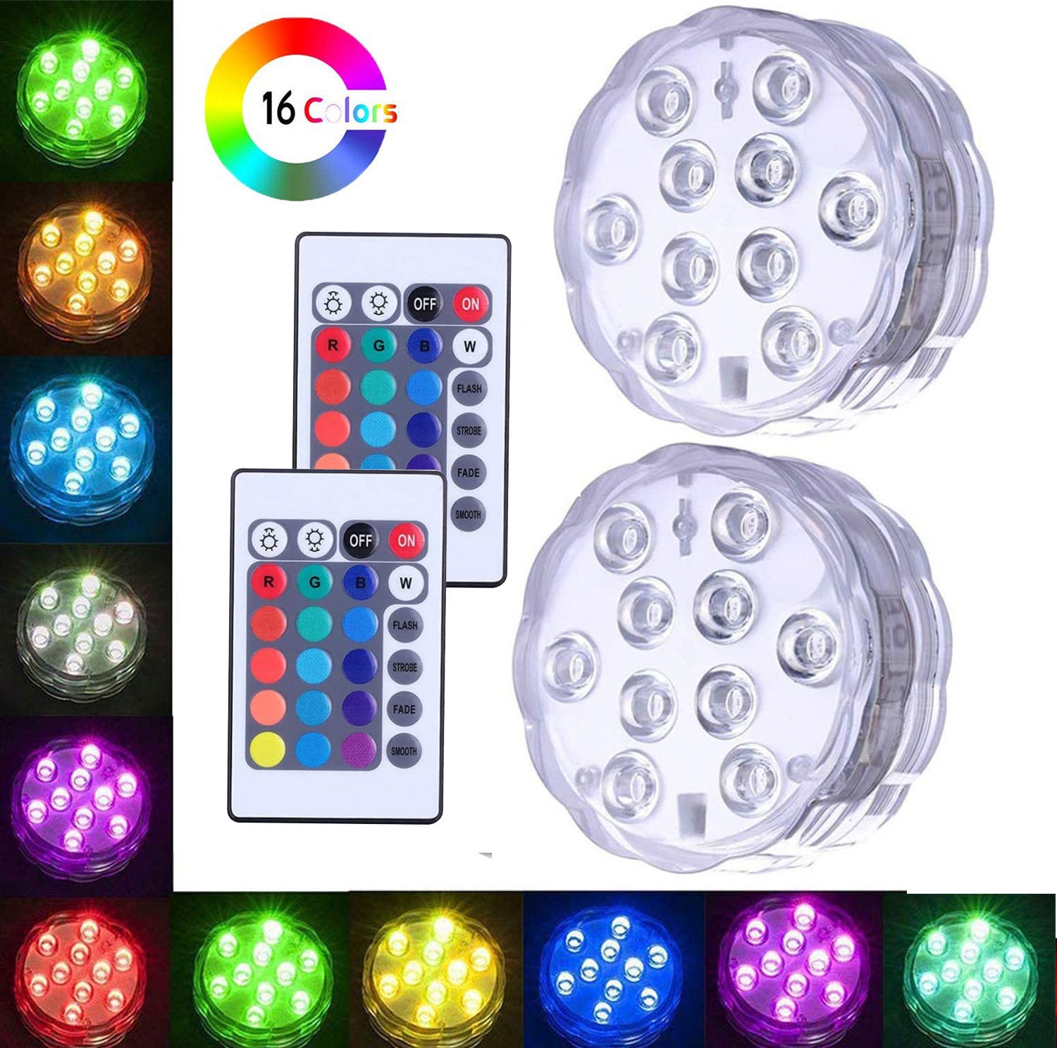 Zestaw zasilanych bateryjnie zanurzalnych świateł LED wodoodpornych wielokolorowych świateł basenowych RGB wazonów spa akwariów stawów i hydromasażem