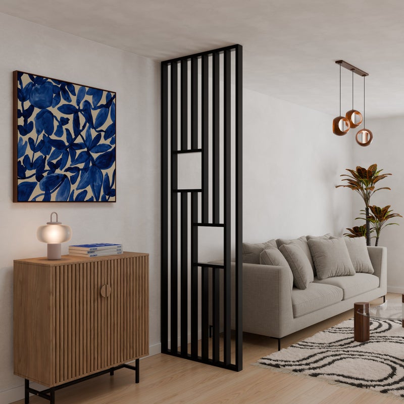 Ścianka działowa loftowa VERREA Claustra Niche 80 × 249,5 cm, czarna RAL 9005