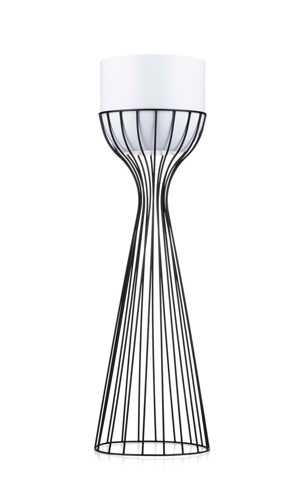 Kwietnik stojący HowHomely loft metalowy czarno-biały 68x20x20 cm 1 szt.