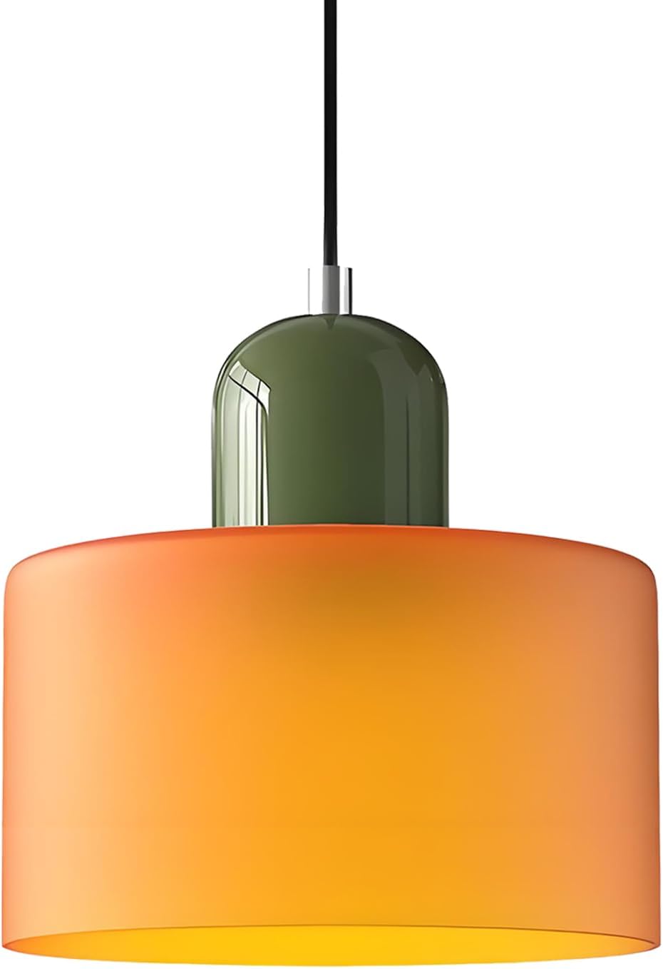 Nowoczesna lampa wisząca ze szkła nordyckiego, średnica 15 cm, gwint E27, regulowana wysokość do 150 cm, wykonana z metalu i szkła, (pomarańczowa)