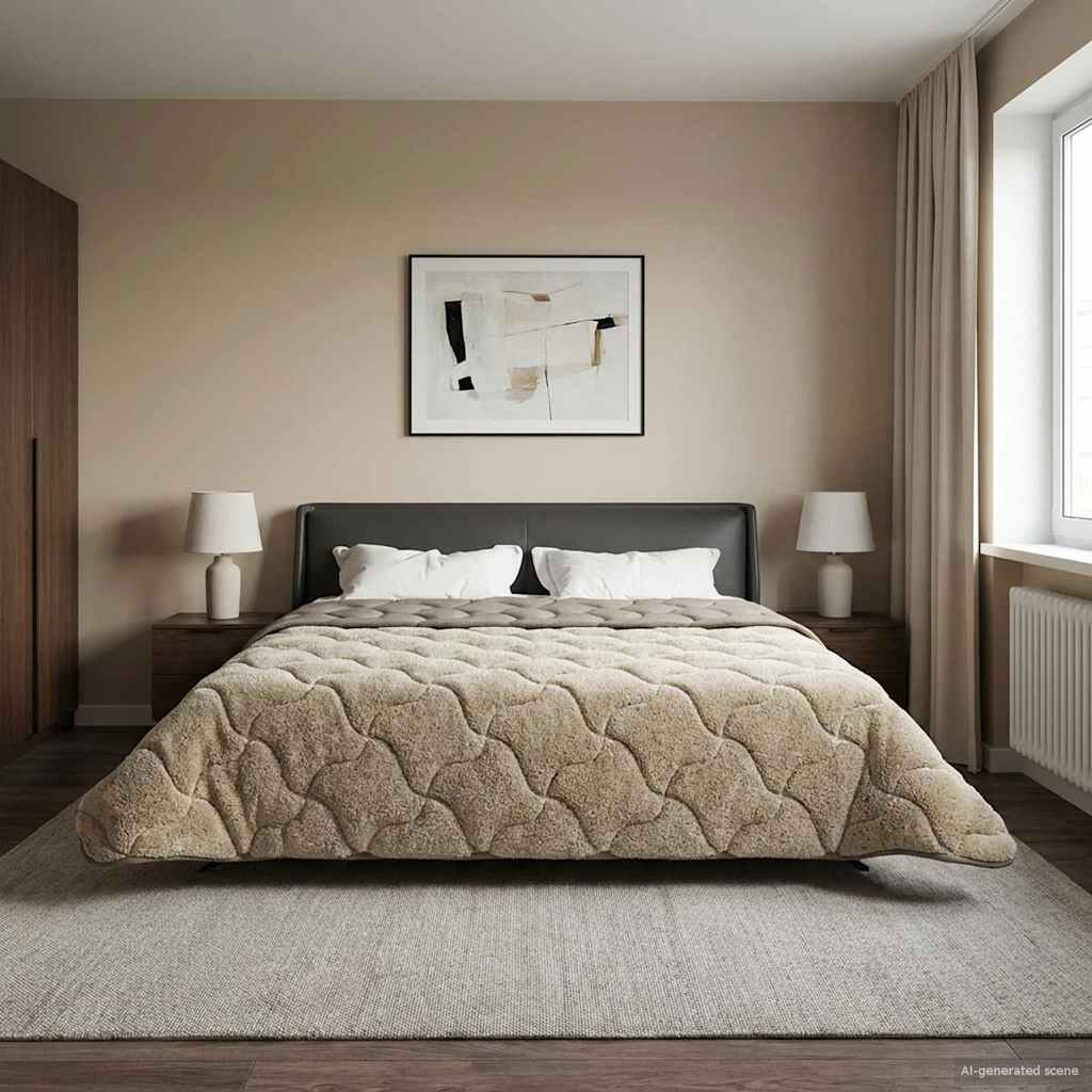 Letni Kołdra Jasnoszary 220 x 260 cm Mikrofibra i Fleece Teddy vidaXL