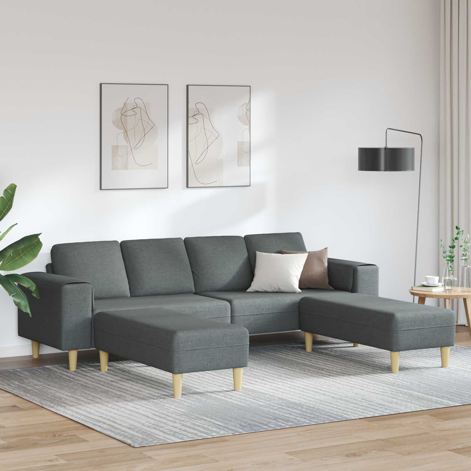 Sofa do salonu 3 pcs Ciemnoszary Poliester vidaXL