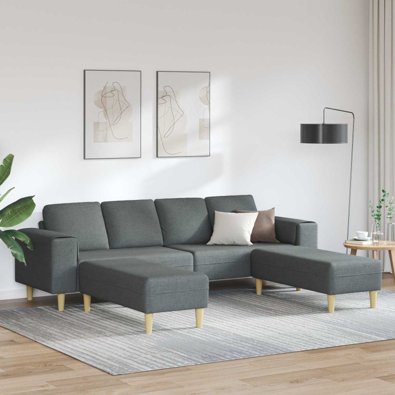 Sofa do salonu 3 pcs Ciemnoszary Poliester vidaXL