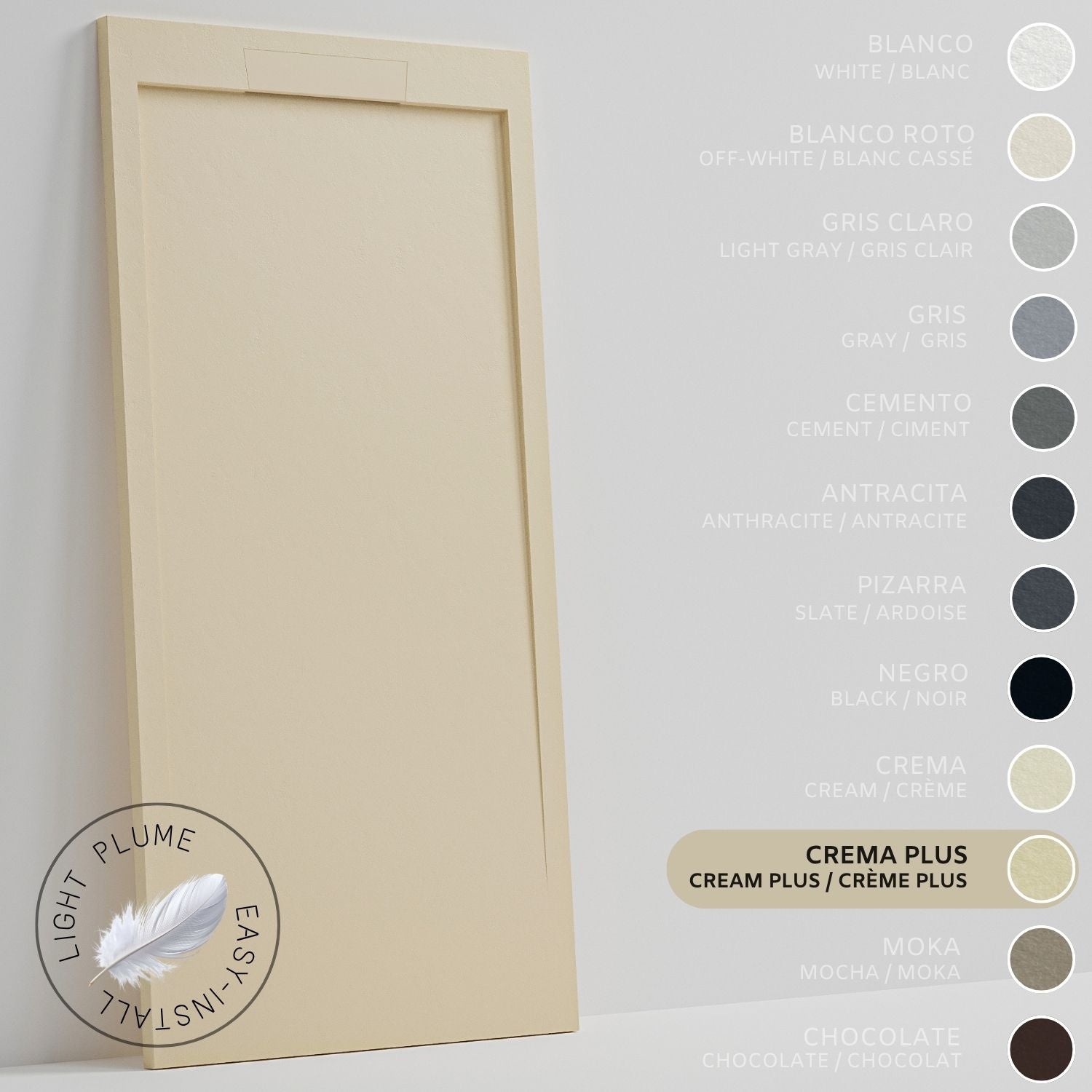 SOULHOME Lekki Brodzik z Żywicy tekstura Łupka – intensywnie kremowy- 160X70- Niski 3cm– Elegancki SAME