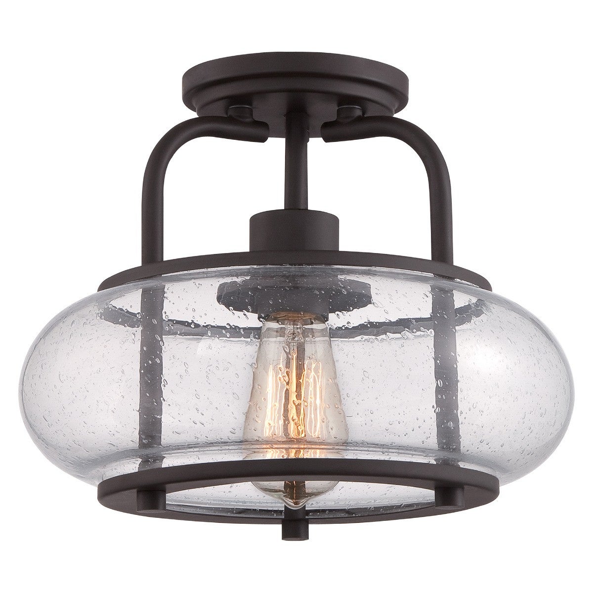 Plafonnier Trilogy, bronze antique et verre, 1 ampoule