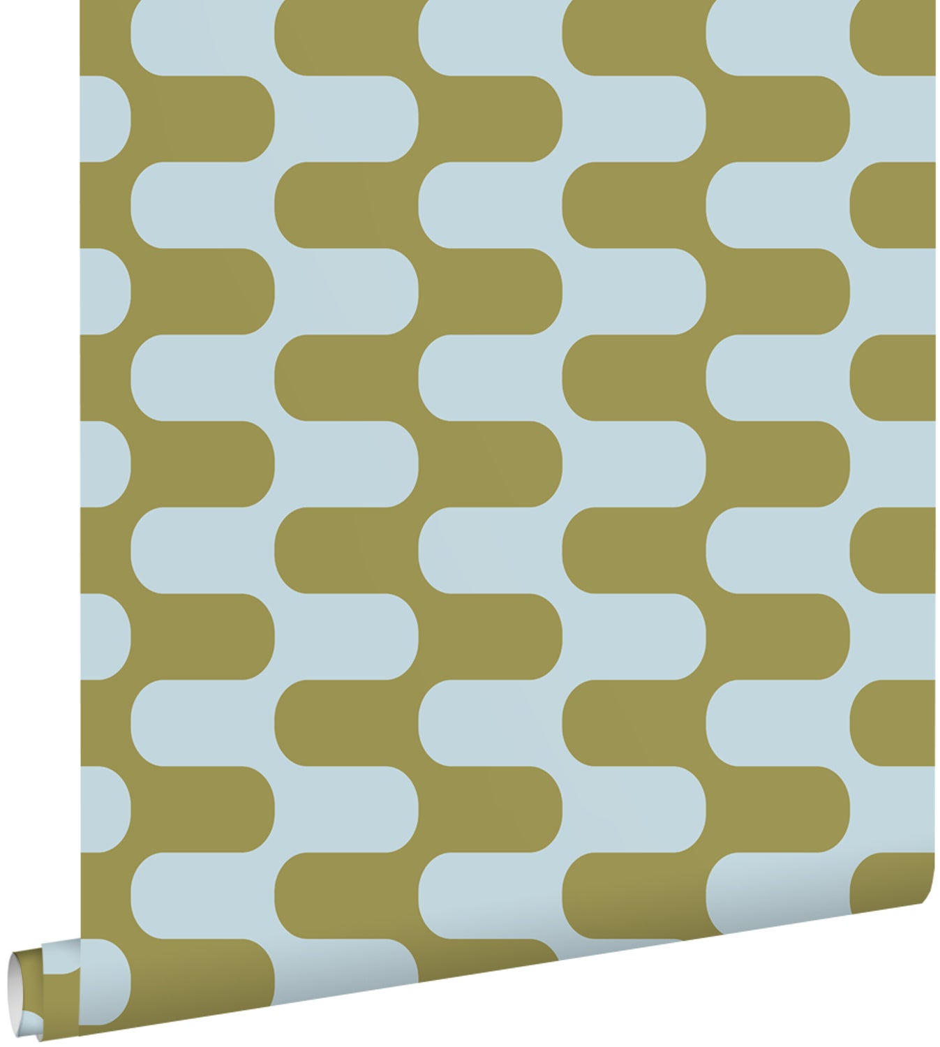 Tapeta faliste linie zielony i niebieski - 50 x 900 cm - ESTAHOME