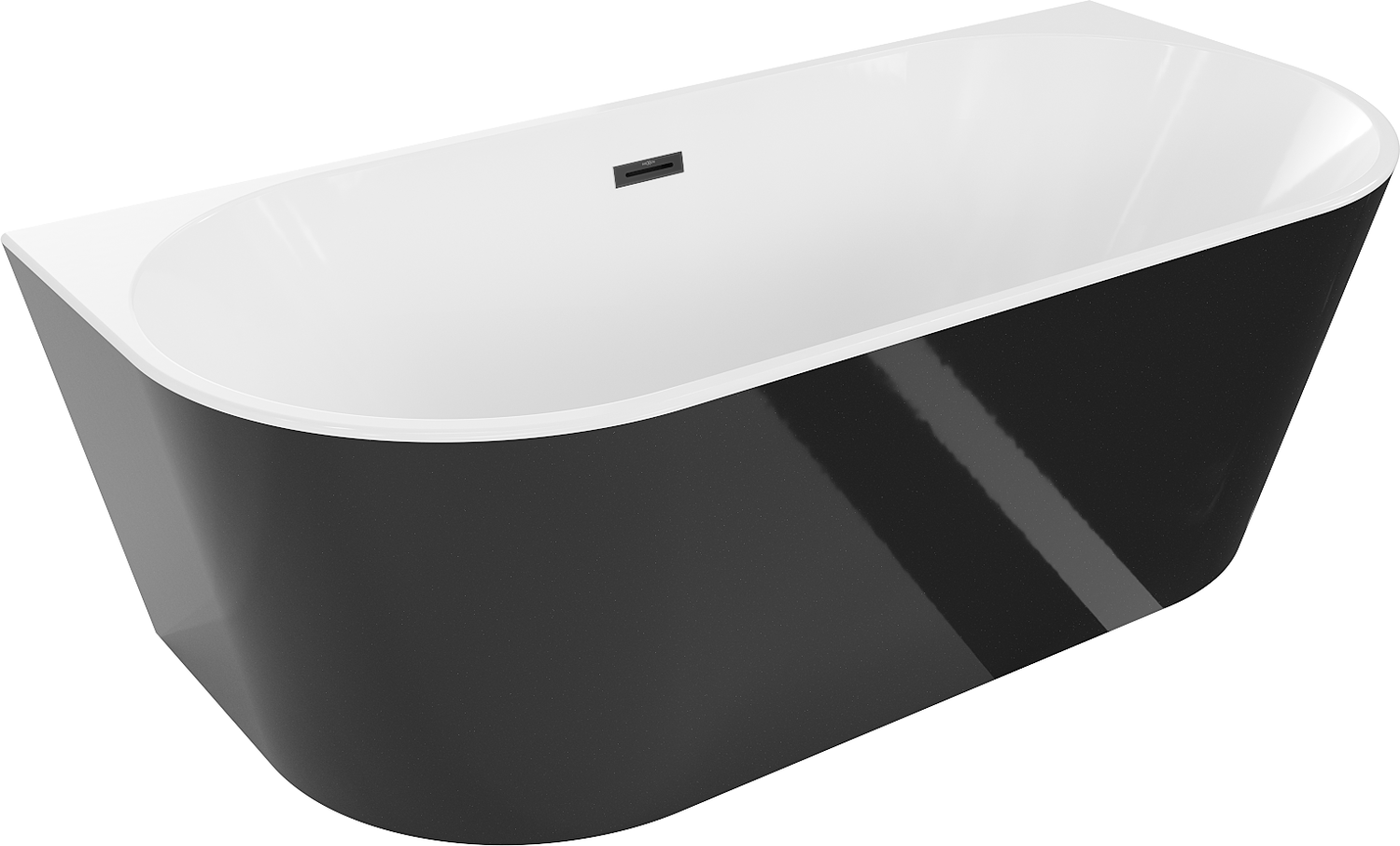 Mexen Oval wanna wolnostojąca przyścienna 140 x 75 cm, biała/czarna, przelew czarny - 52671407575-70