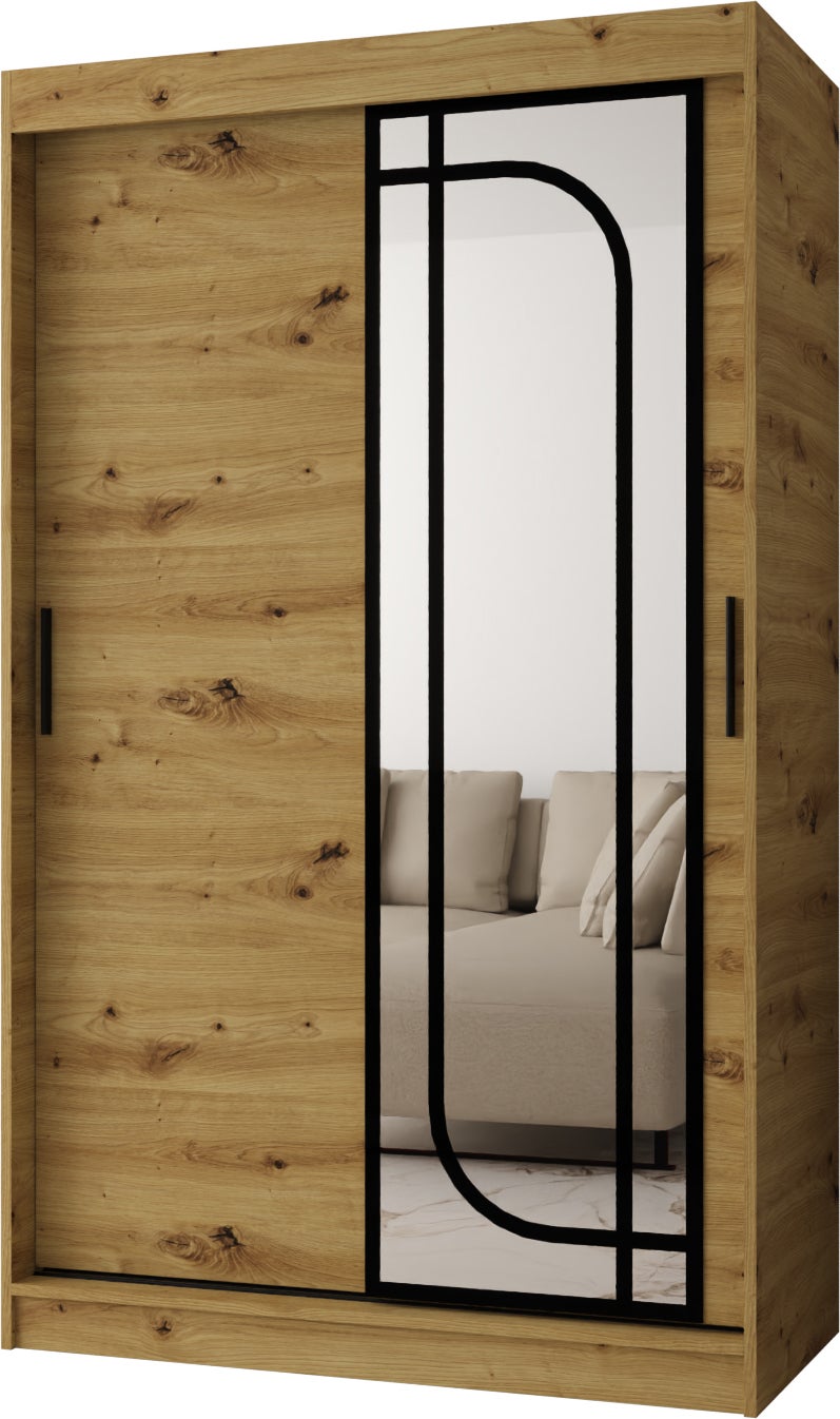 Szafa przesuwna z lustrem ALABAMA 120 x 62 x 200 artisan + u. czarny