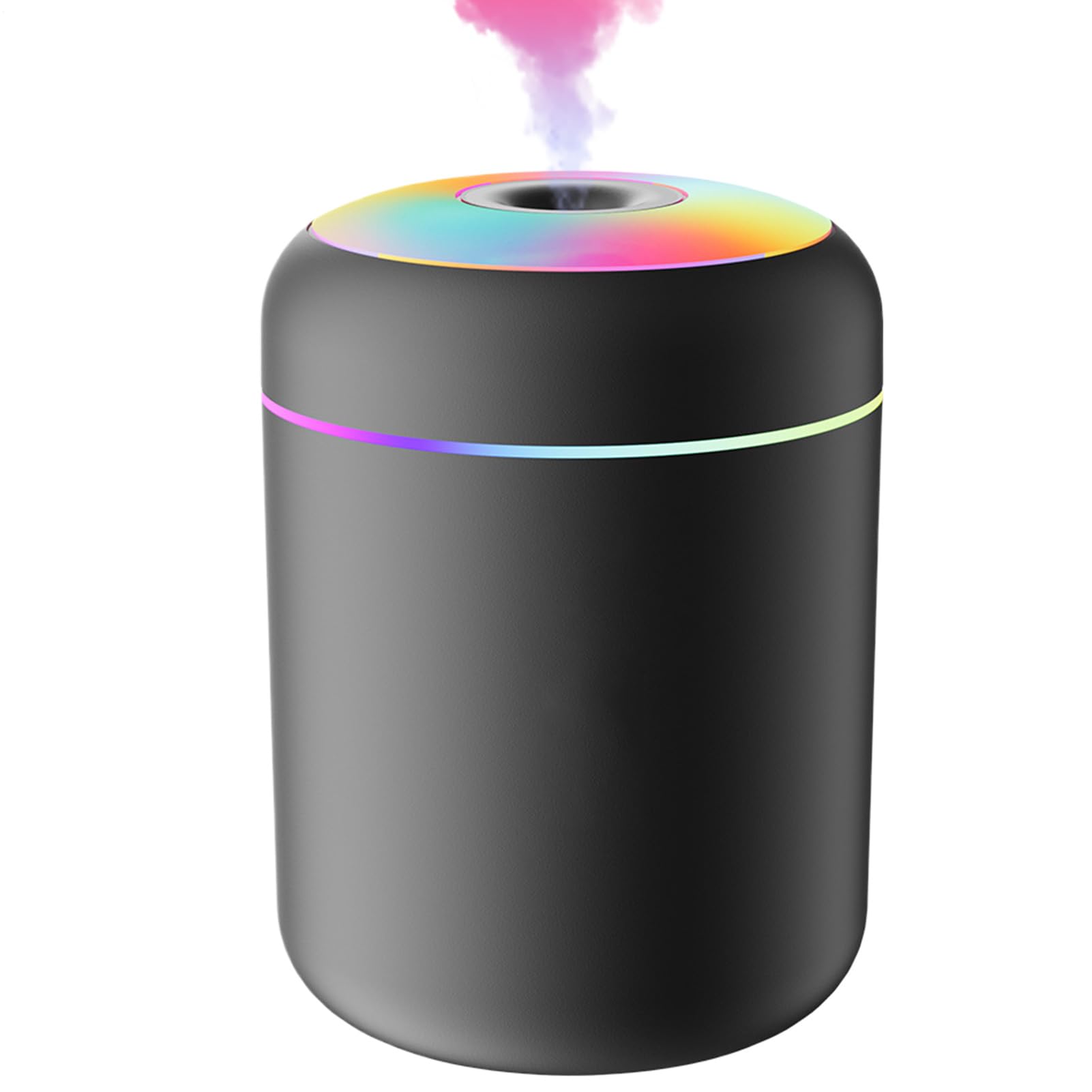 Nawilżacz USB z Oświetleniem LED, Odświeżająca Mgiełka 300 ml, Cichy i Przenośny do Sypialni Salonu Łazienki, Czarny
