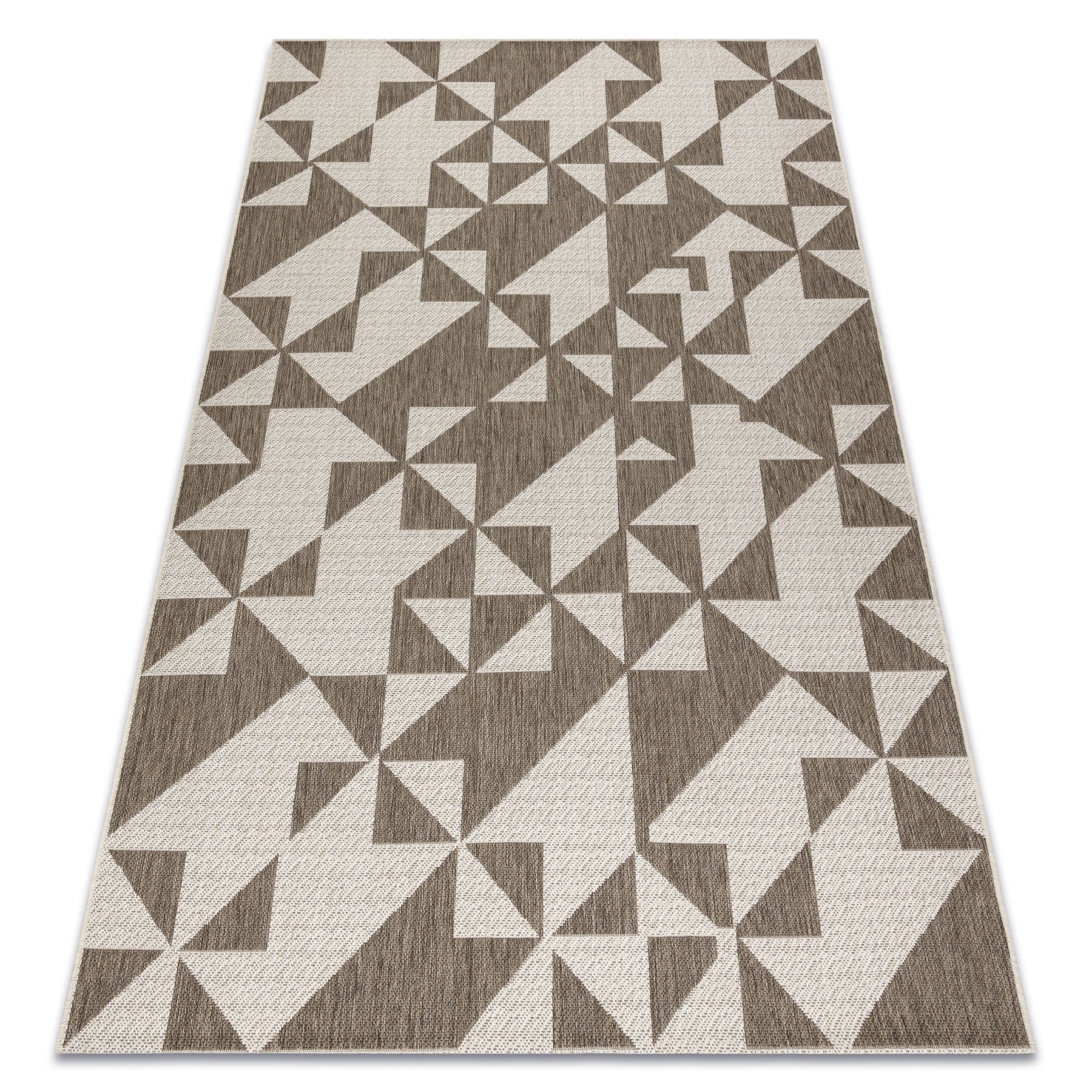 DYWAN SZNURKOWY SIZAL FLOORLUX 20489 champagne / taupe TRÓJKĄTY 200x290 cm