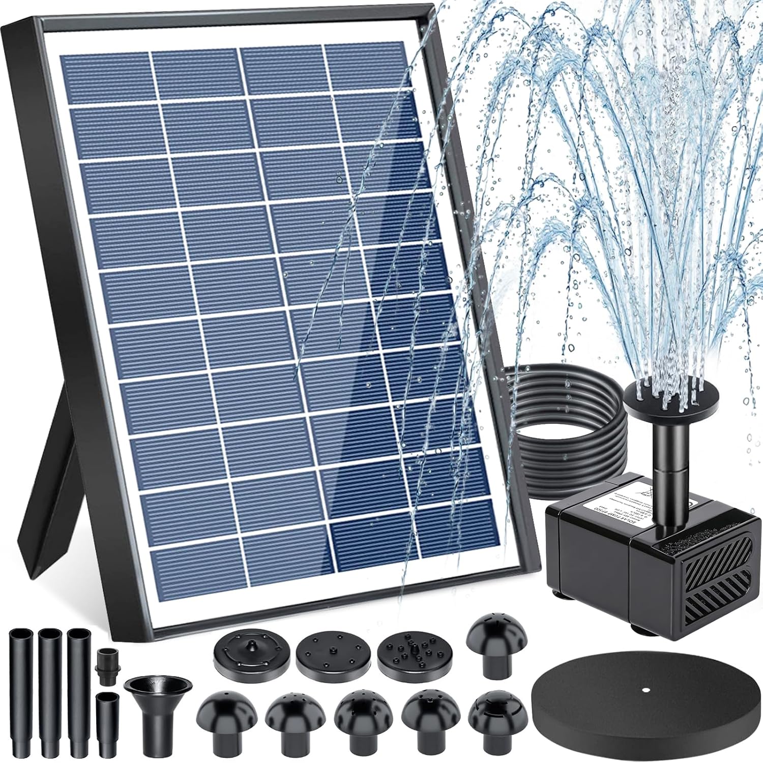 Zewnętrzna fontanna solarna do ogrodu, pompa solarna 6,5 W, pływająca fontanna do stawu, akwarium, basenu, dekoracja ogrodu z 9 światłami