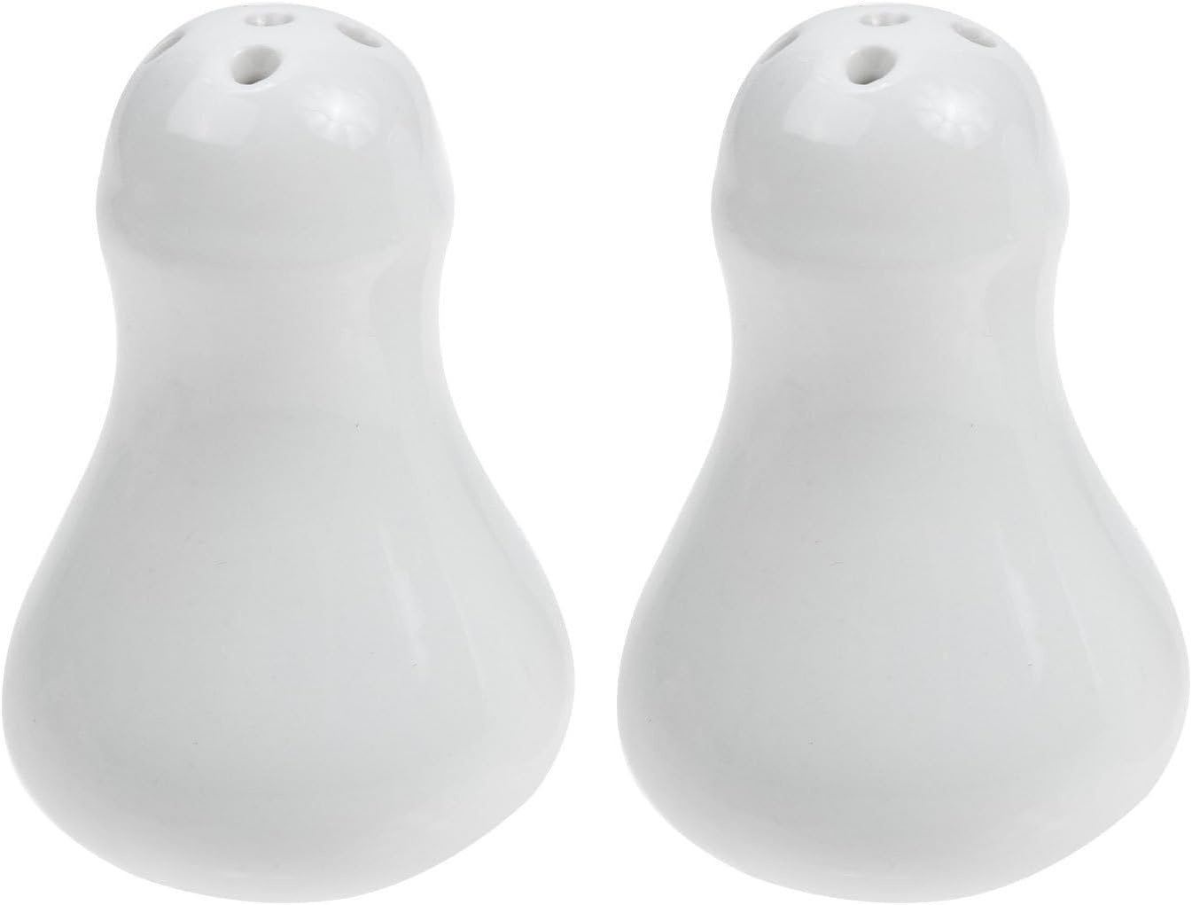 Zestaw 2 białych ceramicznych dozowników soli i pieprzu z uchwytem na wykałaczki, elegancki i wielofunkcyjny design do dekoracji stołu