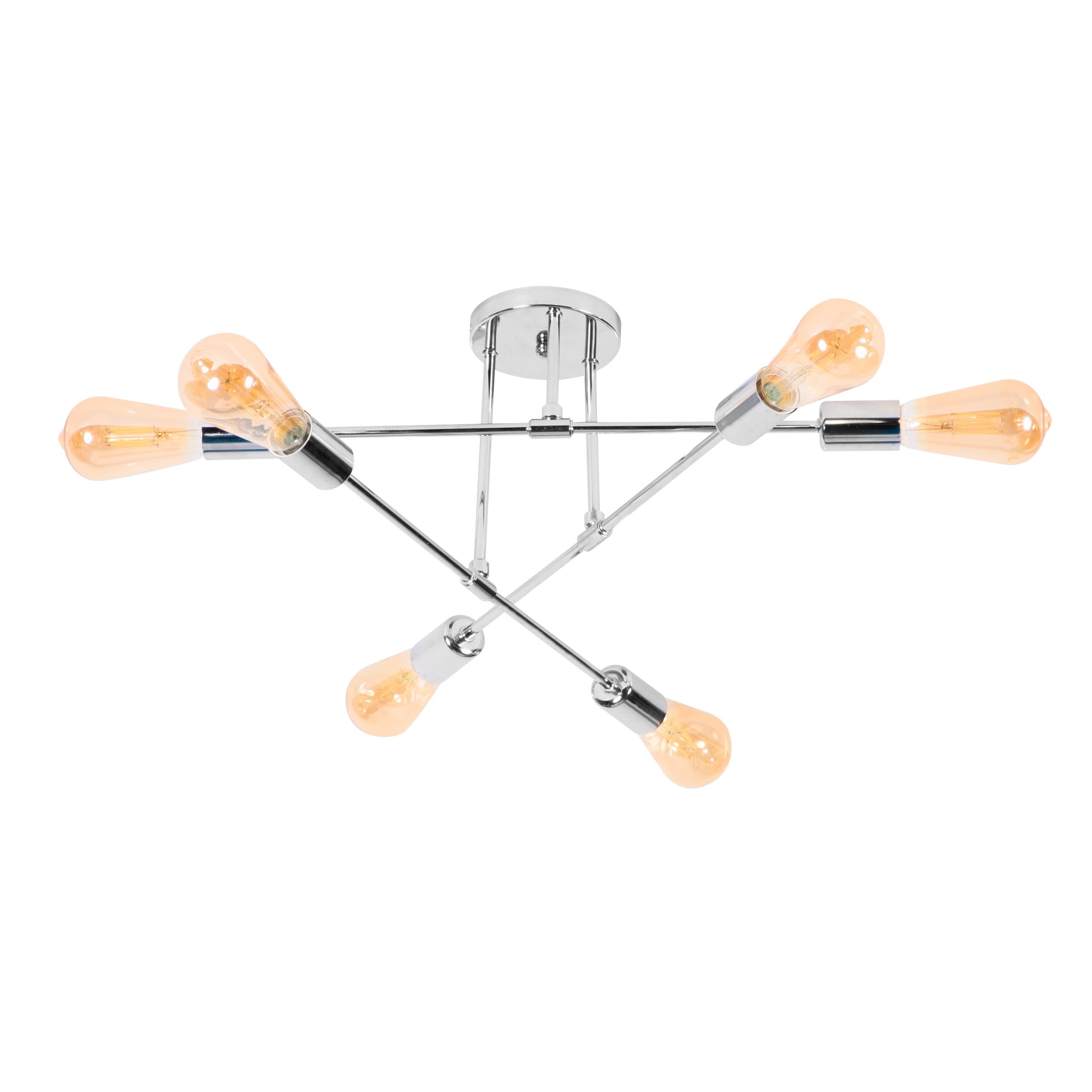 Lampa sufitowa wisząca 6x E27 Srebrna GLAMOUR ozdobna dekoracyjna CHROM 6 punktów światła metalowa designerska - LEDHOFF