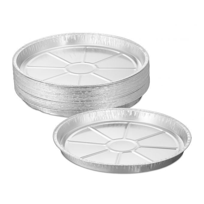 Okrągłe aluminiowe tacy w zestawach po 25