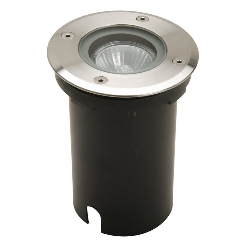 Lampa gruntowa najazdowa Berlin okrągła srebrno-biała 1xGU10x35W IP67 wym: 15 x 11 x 11 cm aluminium Lutec