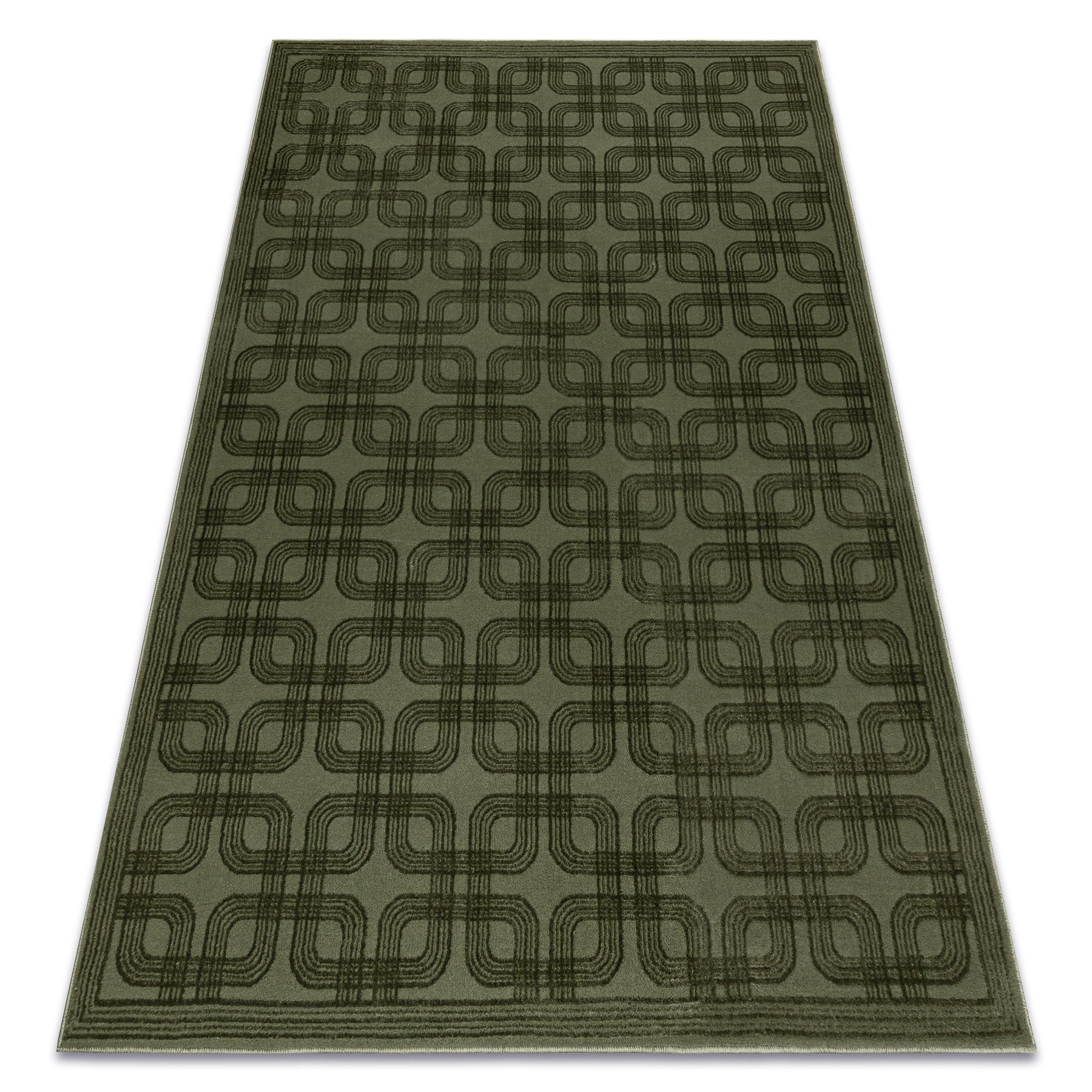 Dywan AURA J2556A zielony - Geometryczny, strukturalny, nowoczesny 80x150 cm