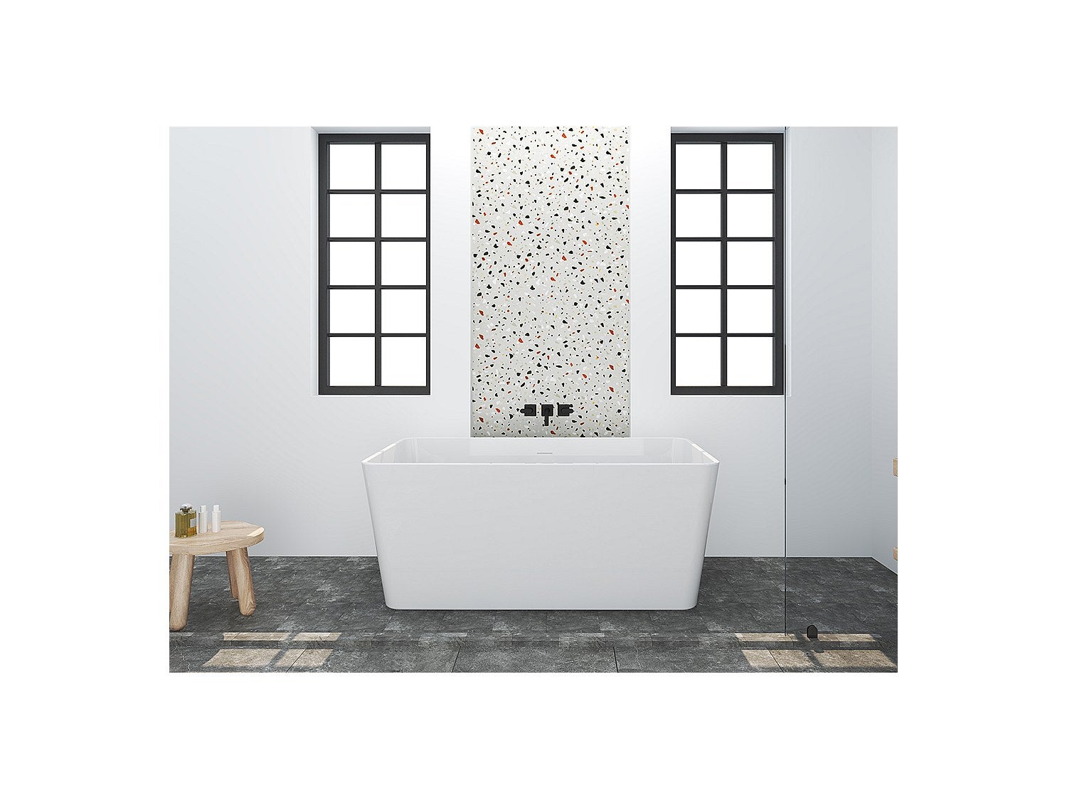Wanna wolnostojąca prostokątna – 197 l – 130 × 70 × 55 cm (dł. × szer. × wys.) – kolor biały – akrylowa - SPICARA