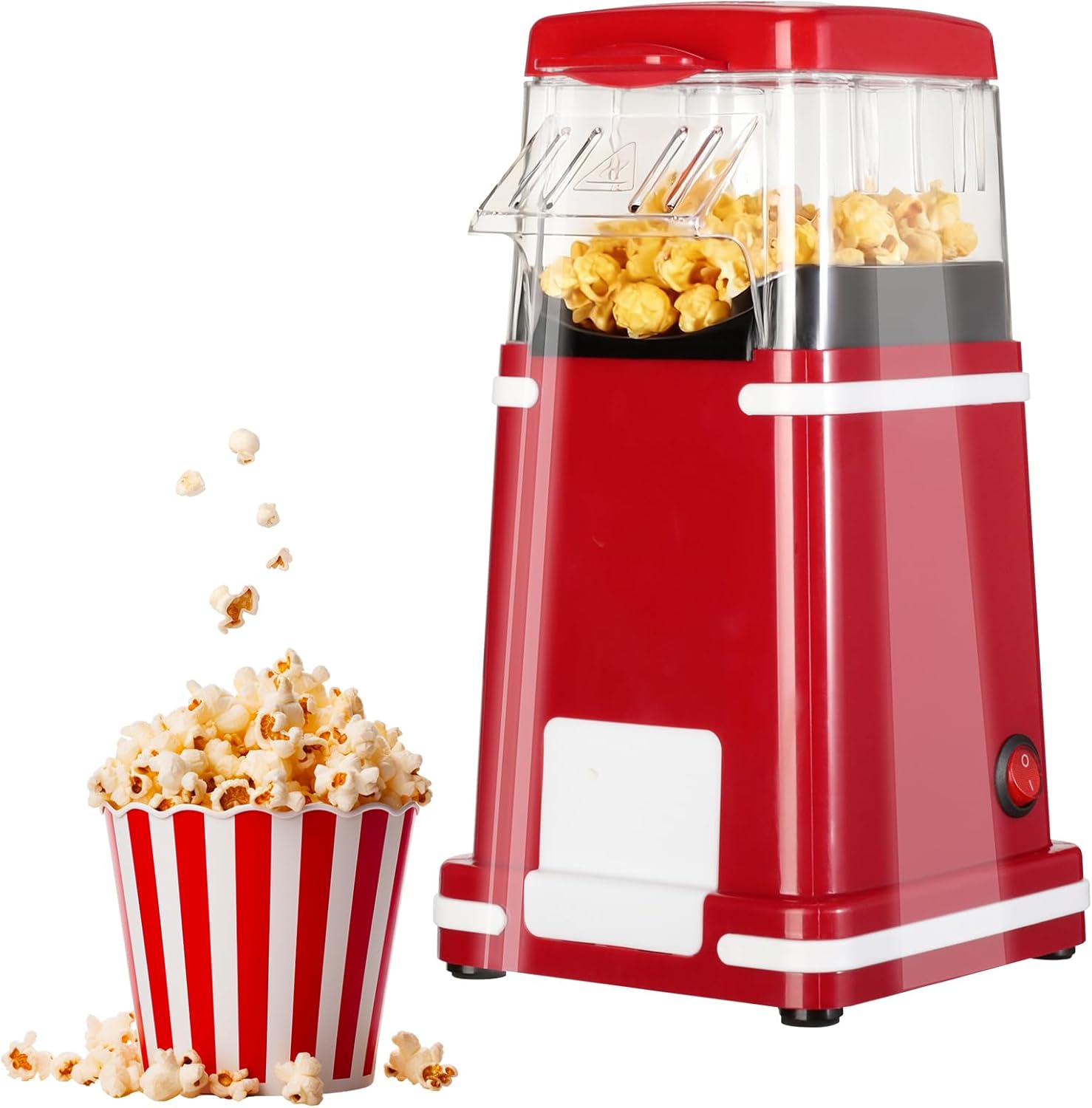 Maszyna do popcornu o mocy 1200 W, maszyna do popcornu na gorące powietrze z miarką, obsługa jednym przyciskiem, bezolejowa, idealna do kina domowego,
