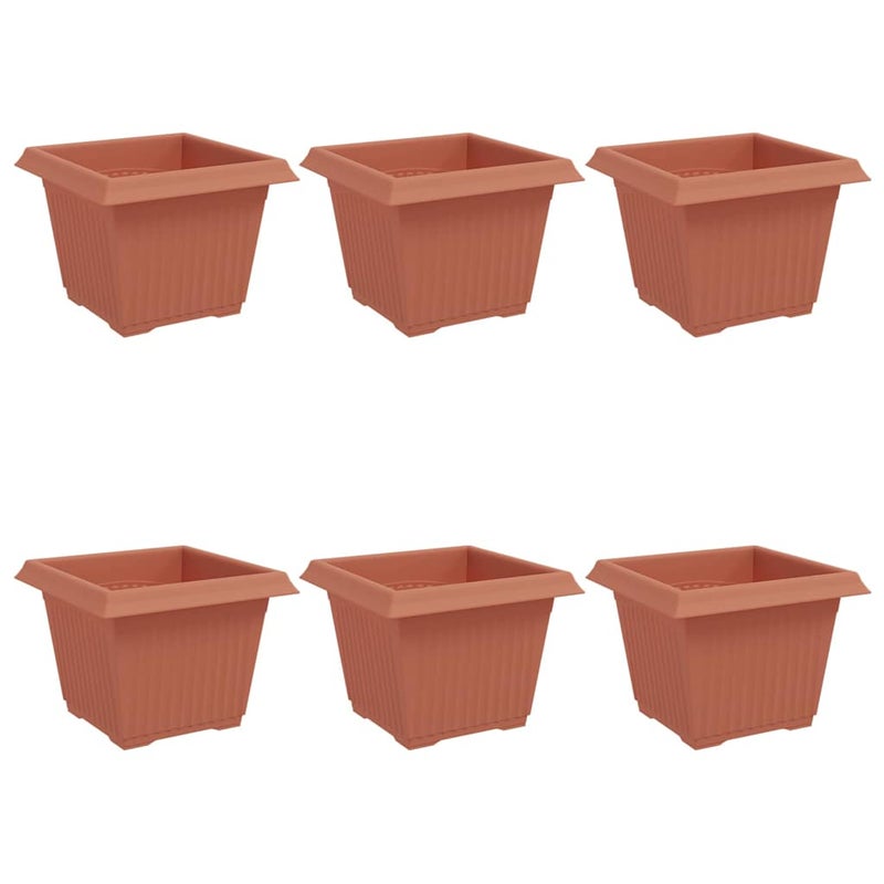 Kwadratowa doniczka na kwiaty 6 pcs Czerwony ceglasty