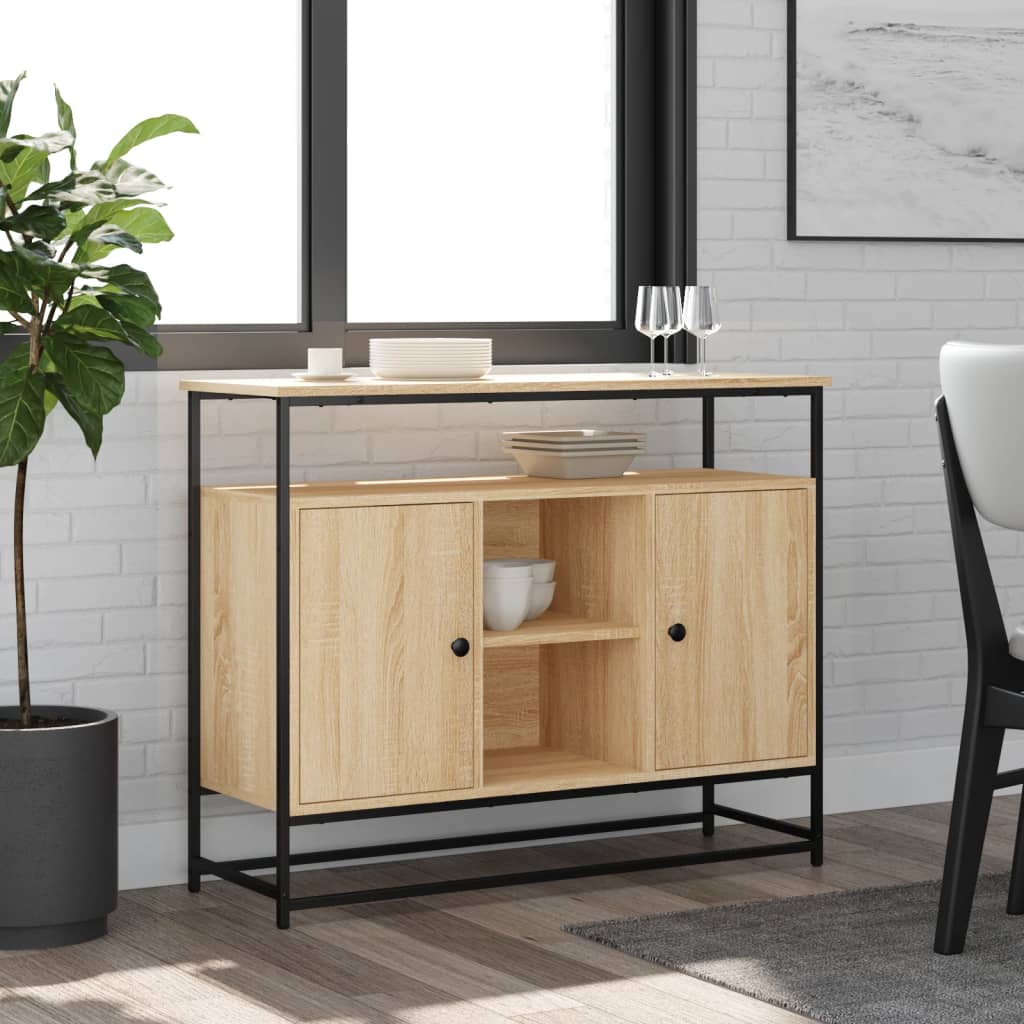 vidaXL Komoda, dąb sonoma, 100x35x80 cm, materiał drewnopochodny