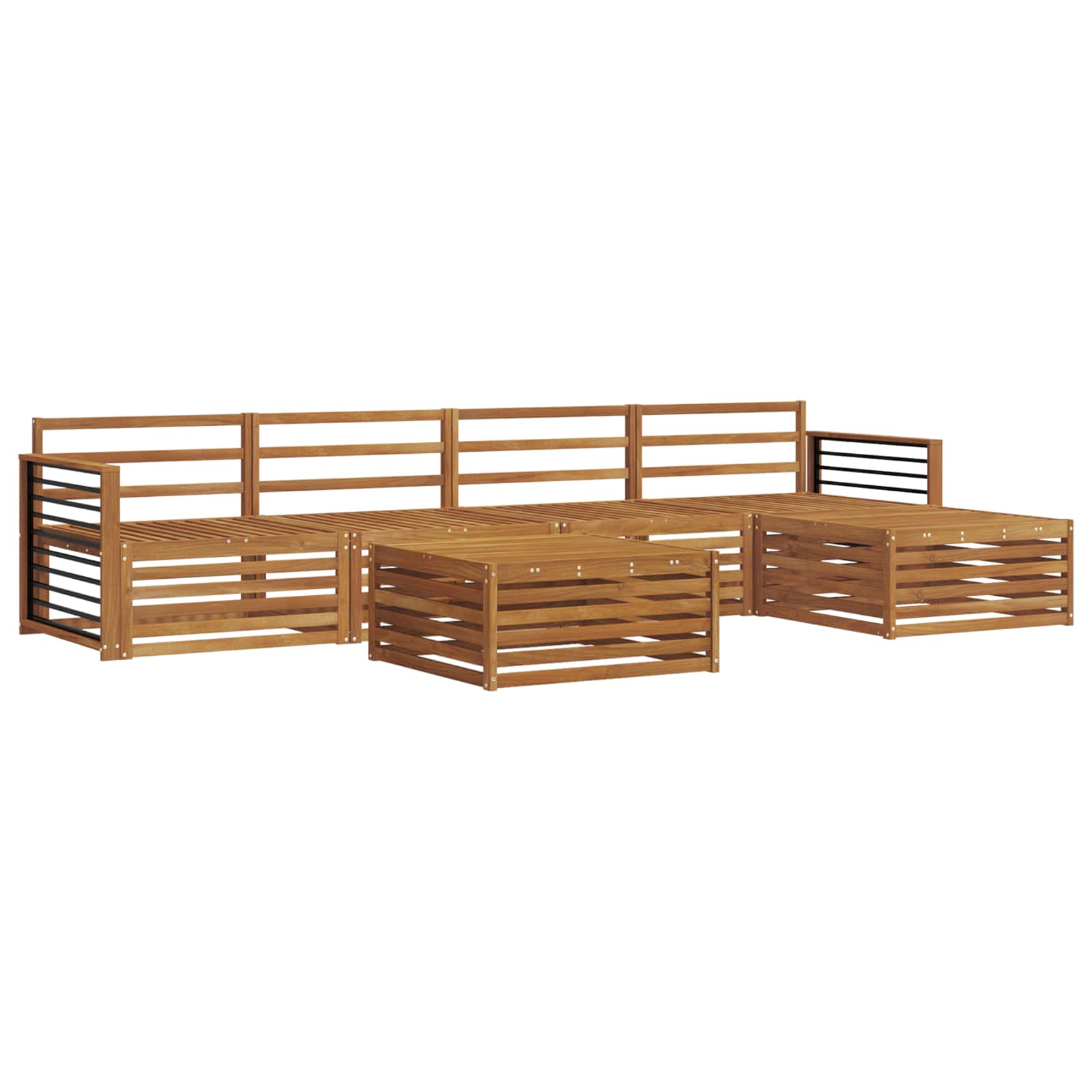 Zestaw sof na zewnątrz 6 pcs Naturalny Lite Drewno Akacji